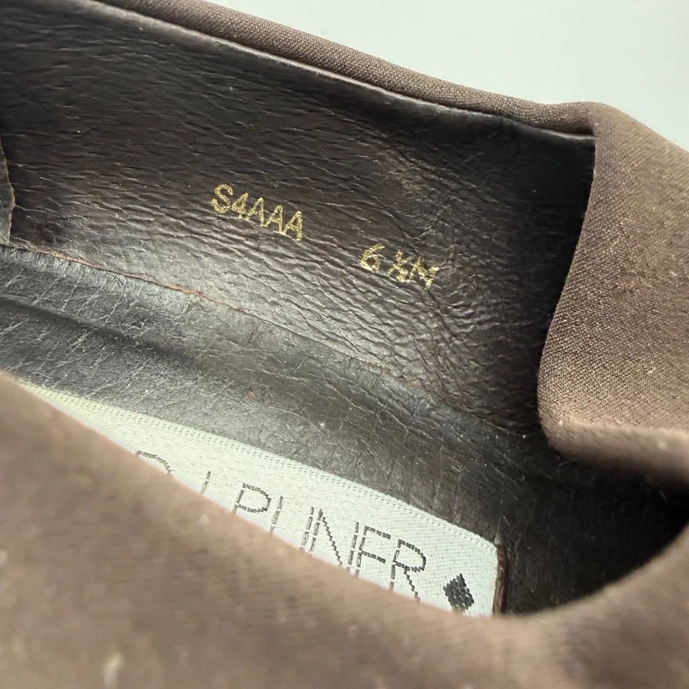 Donald J Pliner Vtg Brown Stretch Fabric Square Toe Loafers‎ Made in Spain 6.5